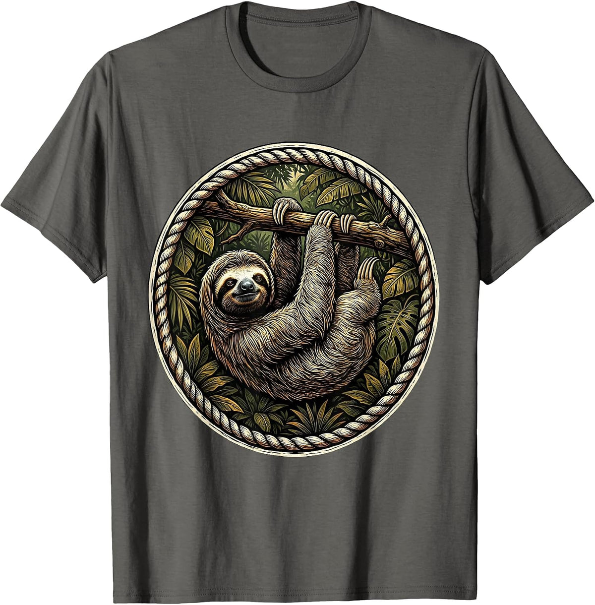 Brazil Sloth Hanging Upside Down from Tree T-Shirt - Asphalt Grey