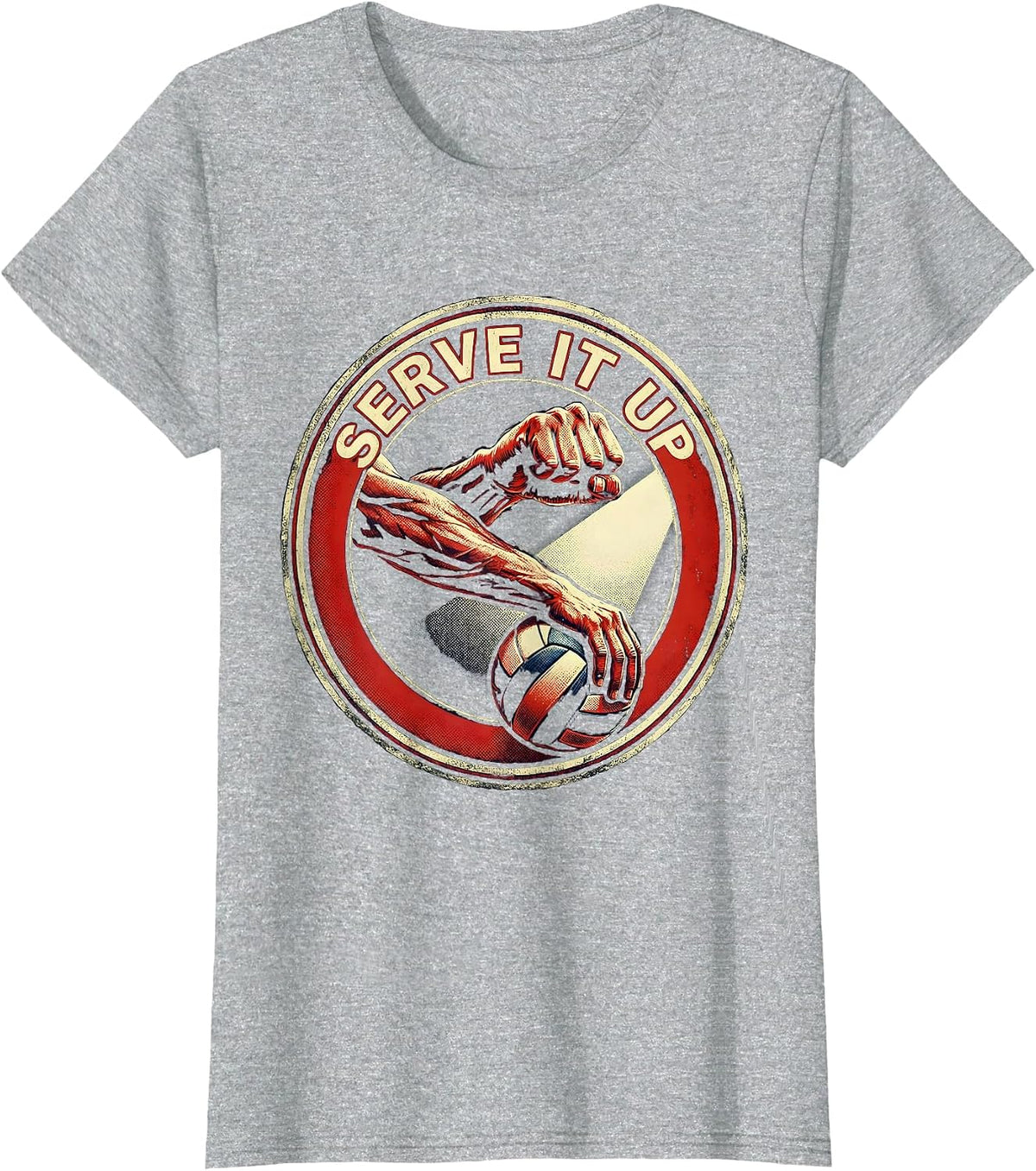 Serve It Up Volleyball Graphic Design T-Shirt - Heather Grey