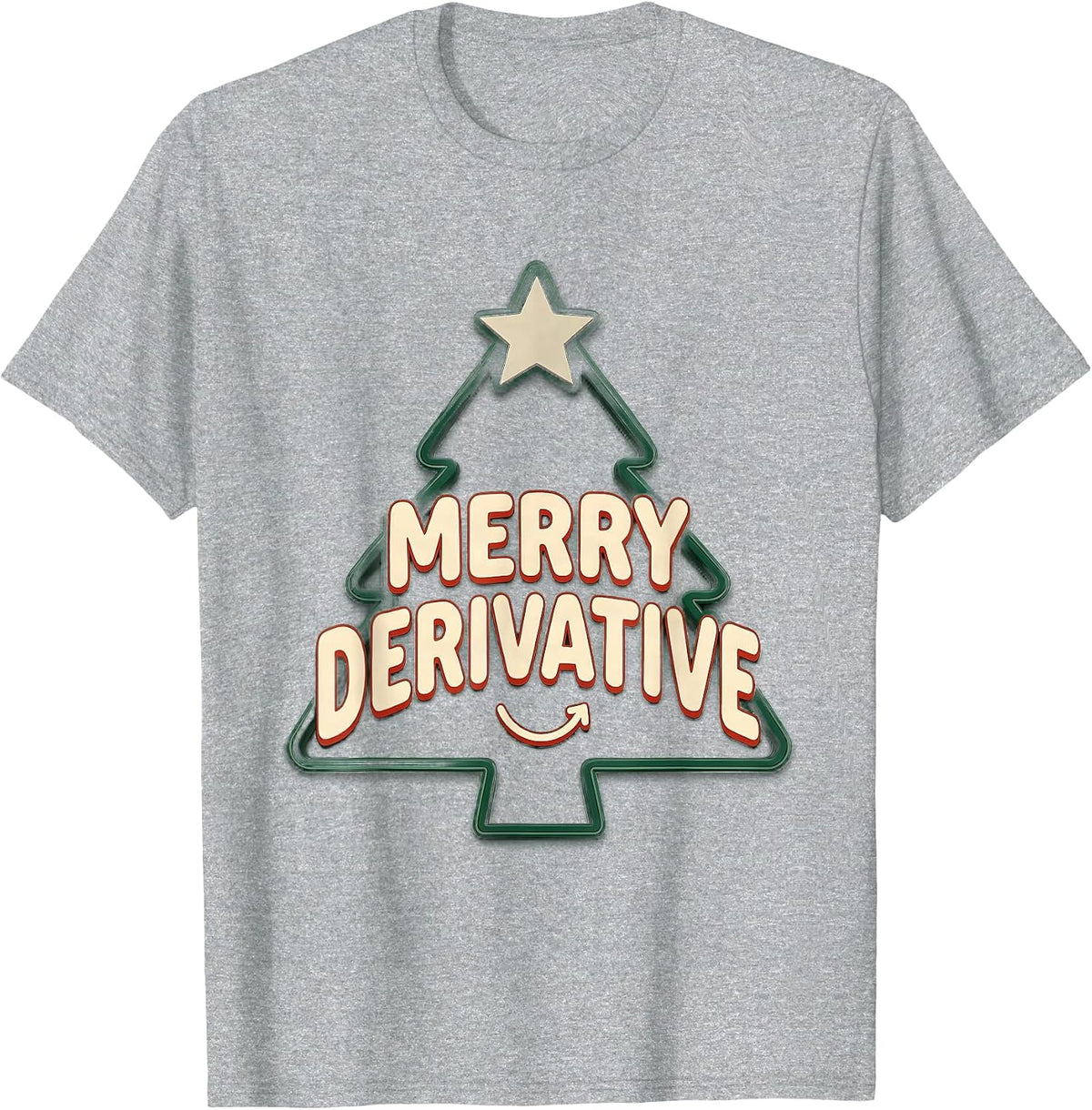 Men's Merry Derivative Math Teacher Christmas Pun Humor T-Shirt - Heather Grey