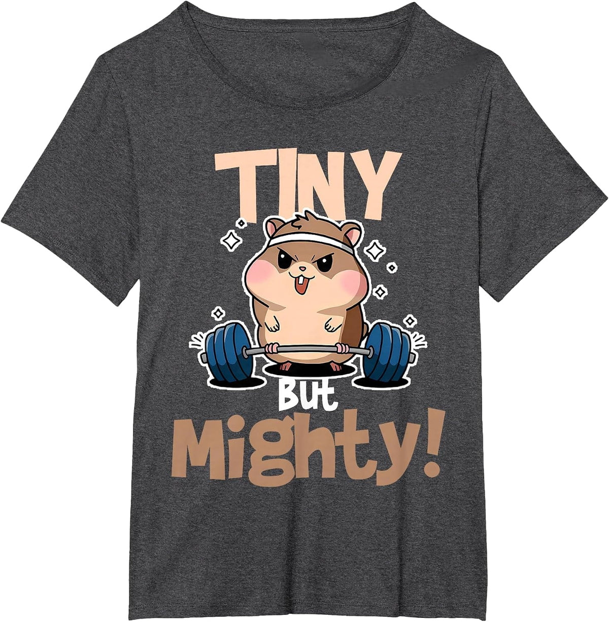 Weightlifting Hamster Tiny but Mighty! T-Shirt - Dark Heather Grey