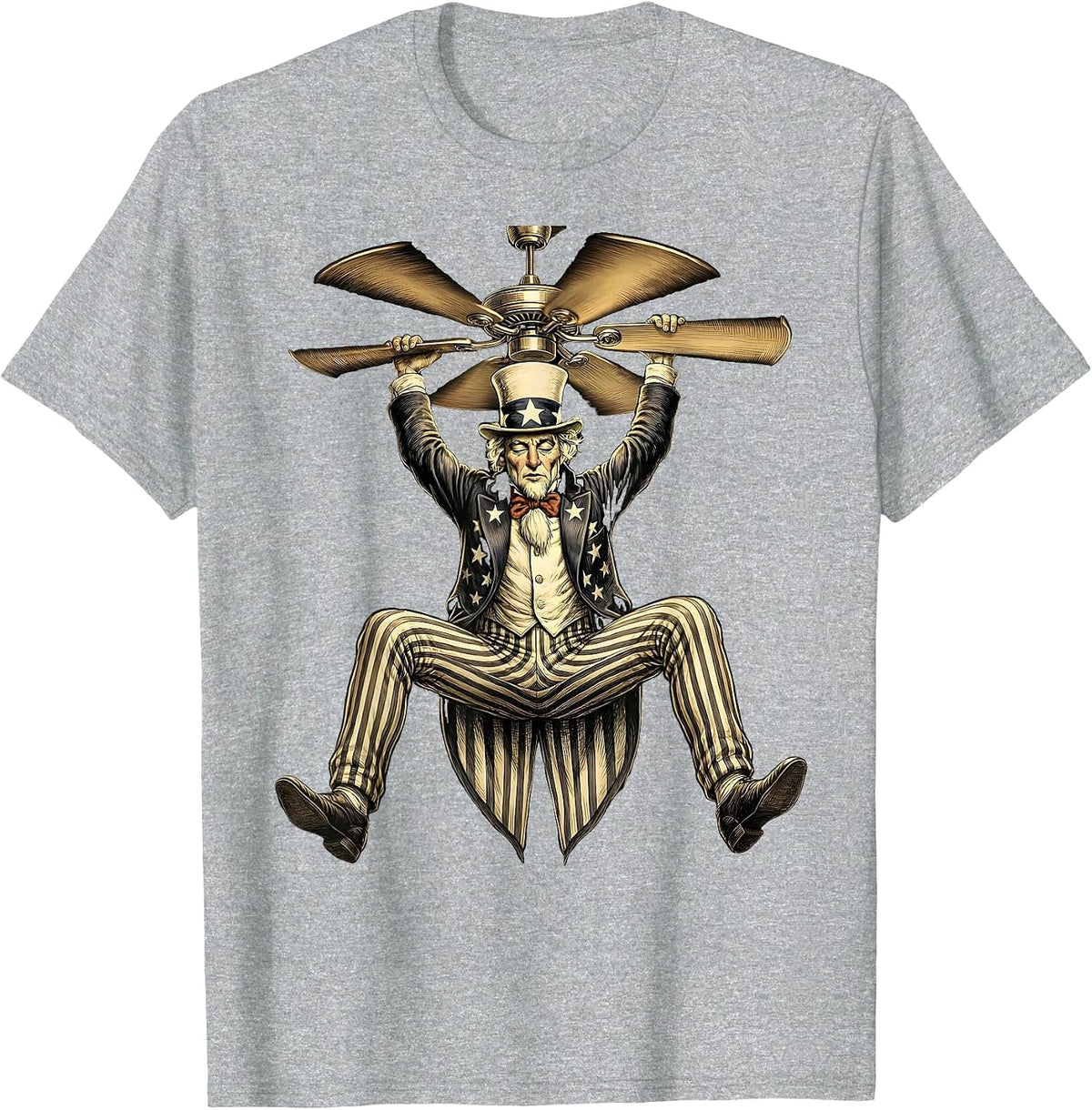 Men's Funny Sloth Hanging From Office Ceiling Fan T-Shirt - Heather Grey