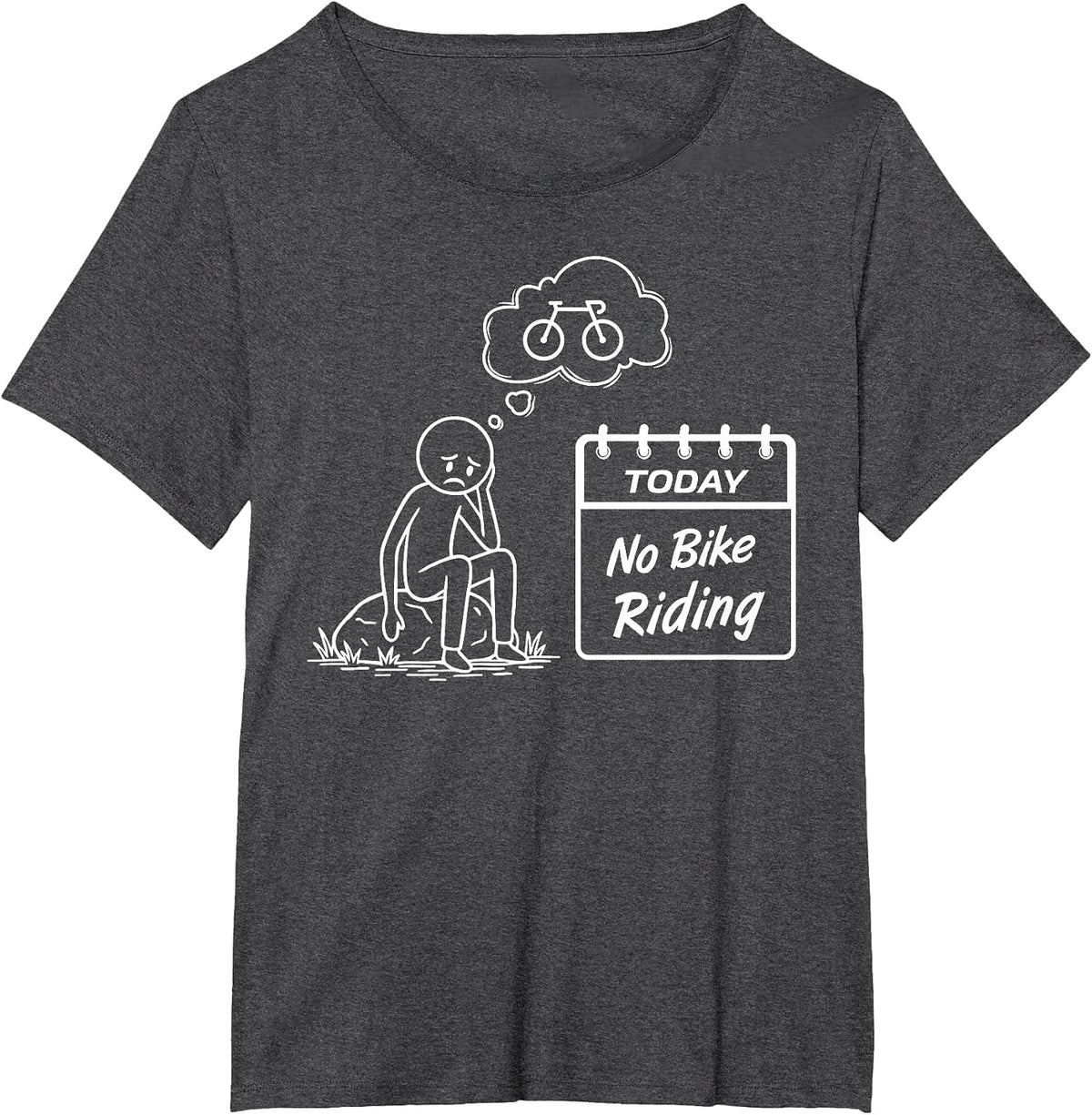 No Bike Riding Today Funny Stick Figure Cycling T-Shirt - Dark Heather Grey
