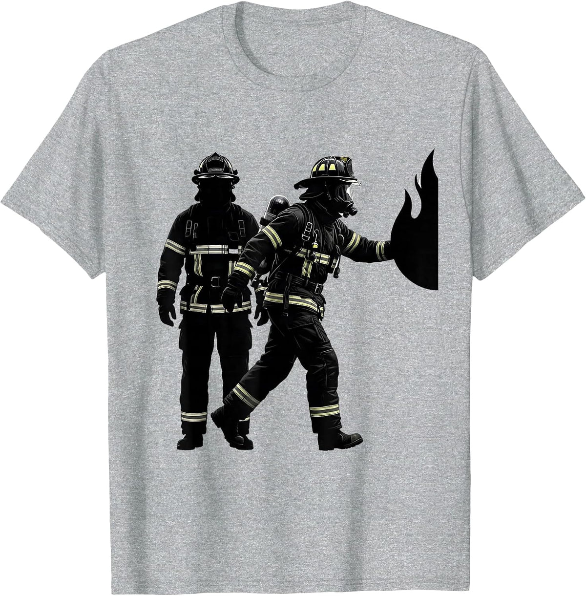 Men's Firefighter Silhouette Tribute Humor Gift For Family T-Shirt - Heather Grey