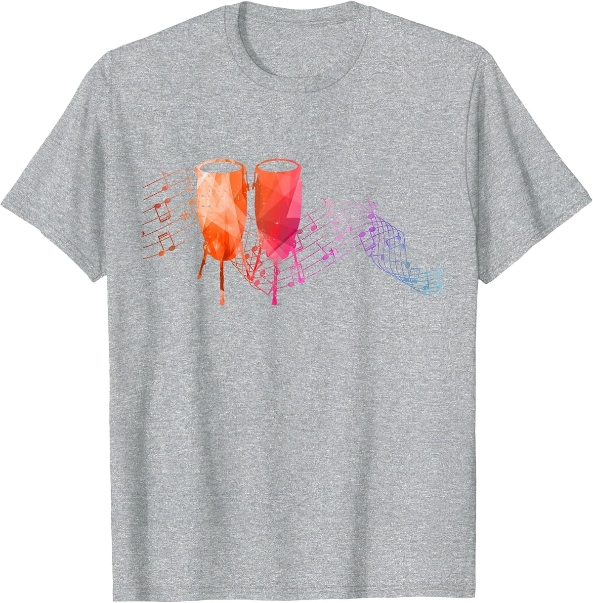 Colourful Conga Sheet Music for Conga Players T-Shirt - Heather Grey