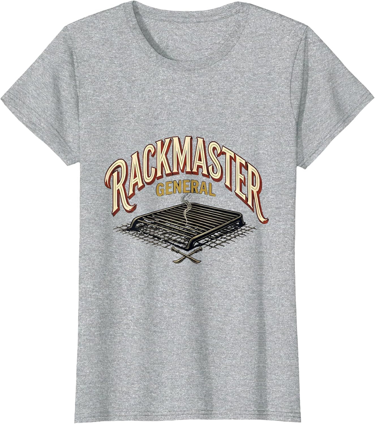 Rackmaster General Sign Painter BBQ Pitmaster Grilling Humor T-Shirt - Heather Grey