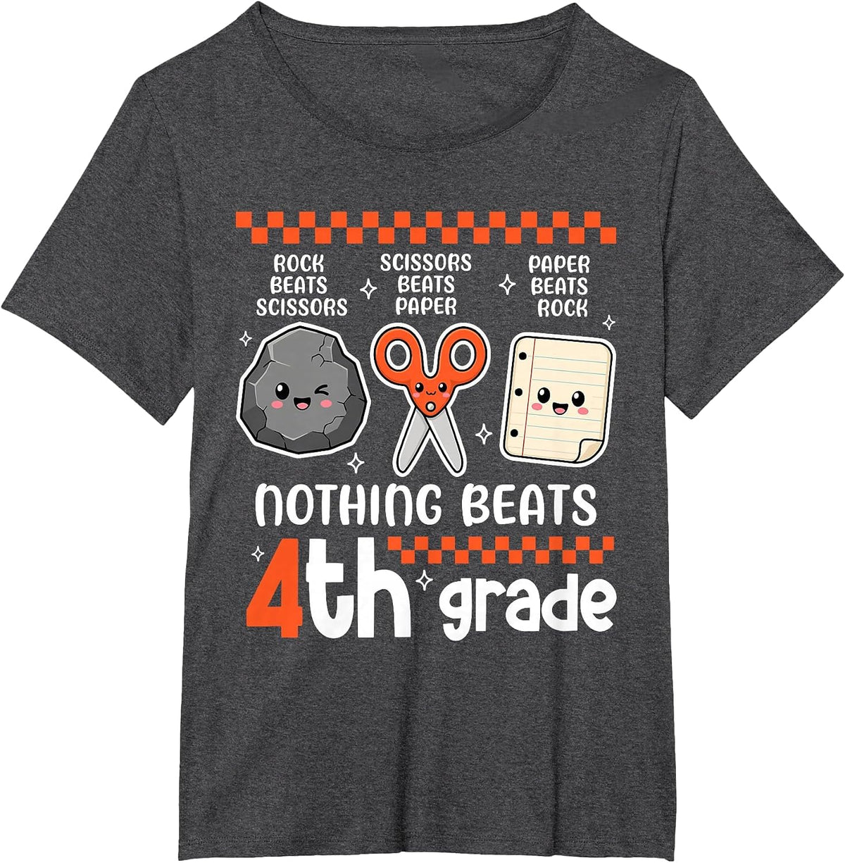 Funny Nothing Beats 4th Grade Back to School Teacher Kids T-Shirt - Dark Heather Grey