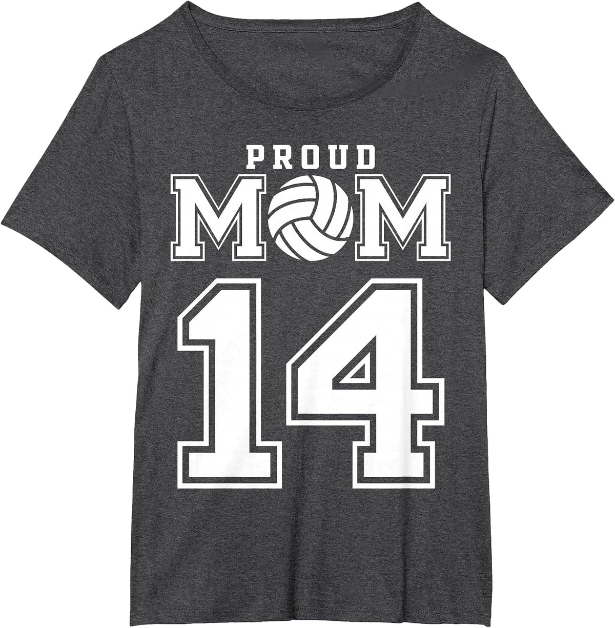 Custom Proud Volleyball Mom Number 14 Personalized Women T-Shirt - Dark Heather Grey