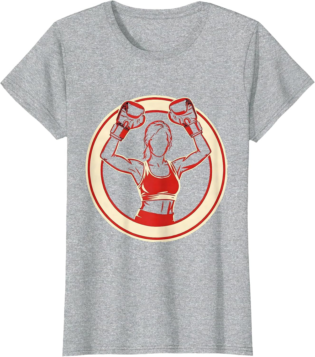 Women's Boxing Gloves Victory Raise Illustration T-Shirt - Heather Grey