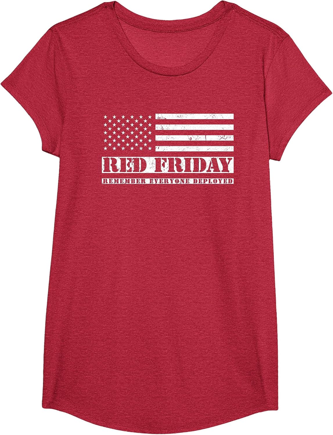 RED Friday Remember Everyone Deployed RED T-Shirt - Girls Red Heather