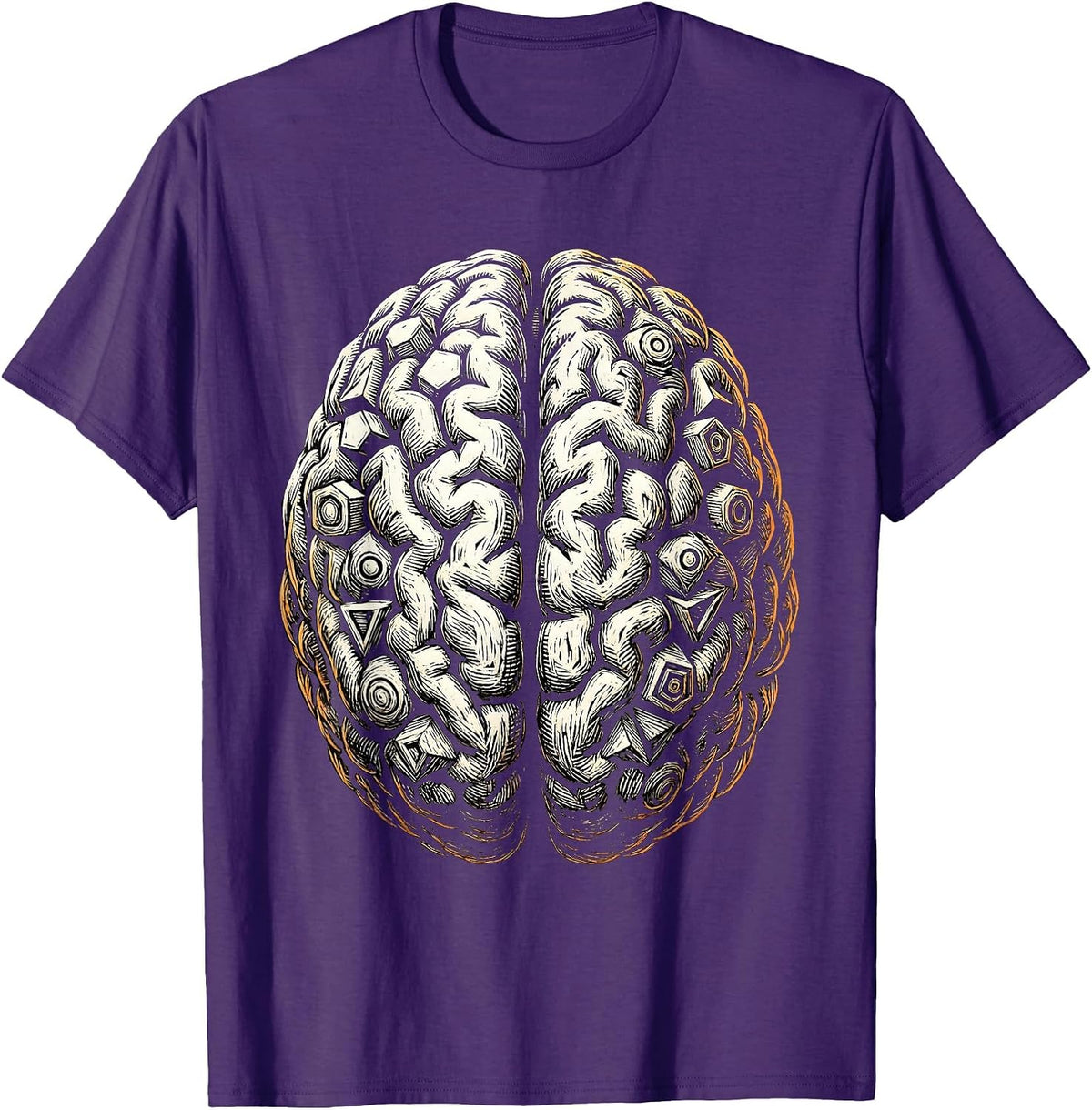 Math Teacher Brain Geometric Shapes Illustration T-Shirt - Purple