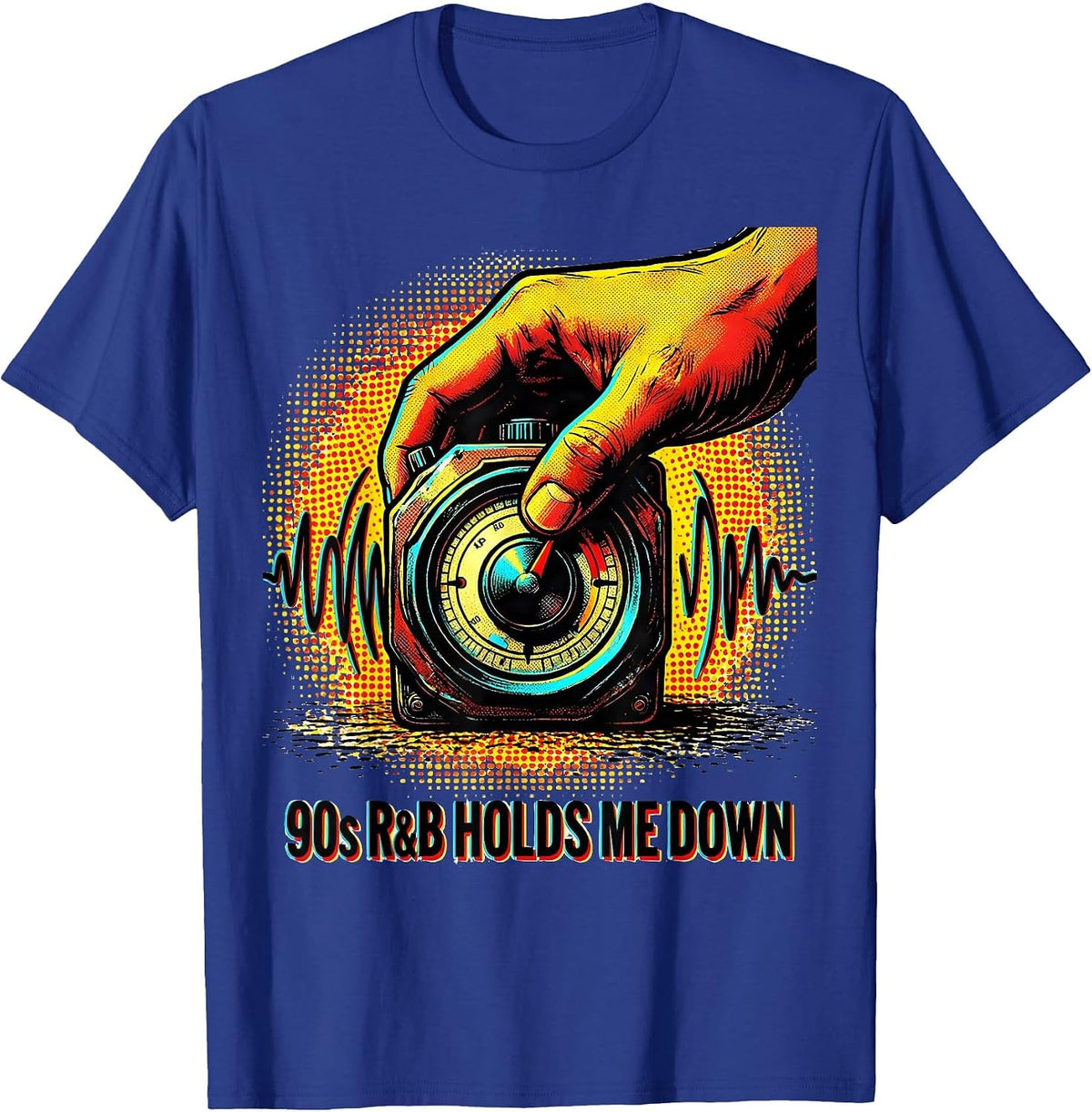 Men's 90s R&B Holds Me Down Pop Art Retro Music Fan T-Shirt - Royal Blue