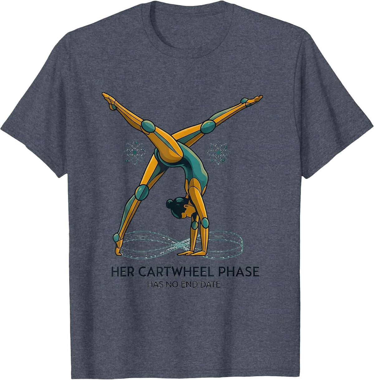 Her Cartwheel Phase Has No End Date Retro Gymnast Girl T-Shirt - Heather Blue