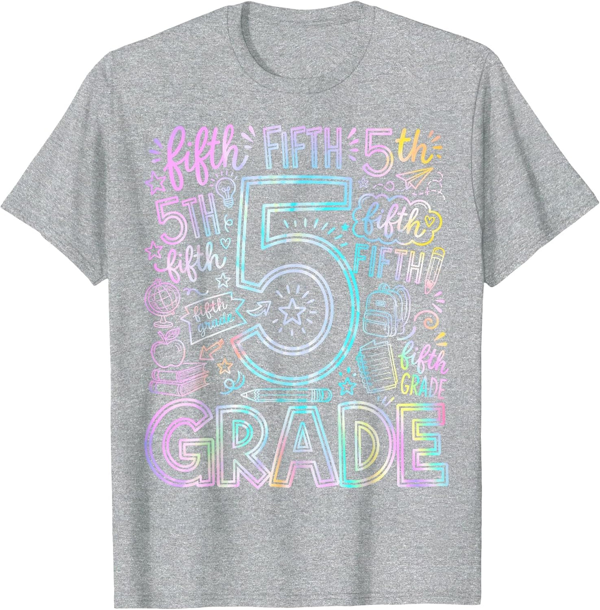 5th Grade Typography Team Fifth Grade Teacher Back to School T-Shirt - Heather Grey