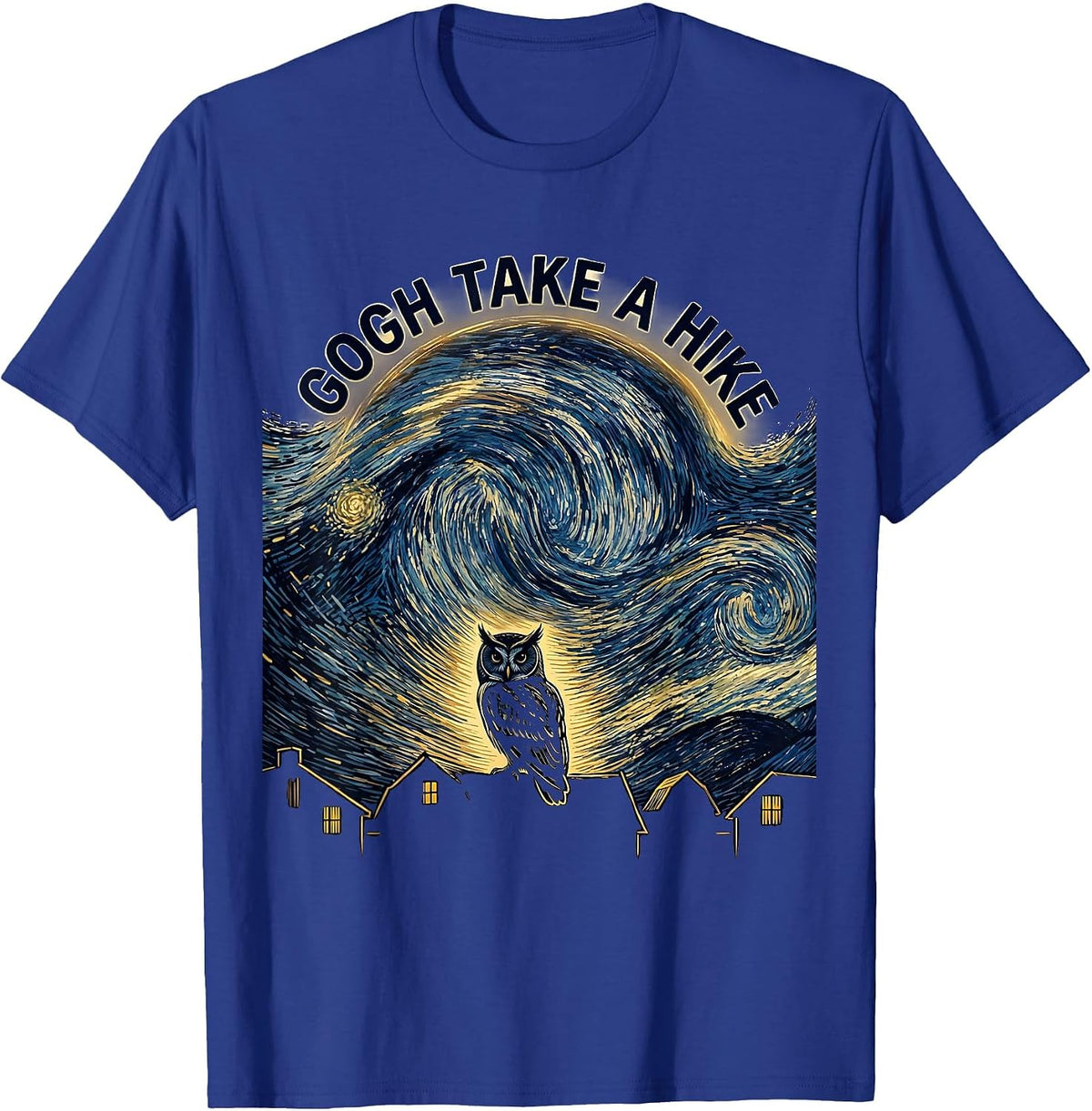 Men's Gogh Take A Hike Funny Van Gogh Art Parody Cat Lover T-Shirt - Royal Blue