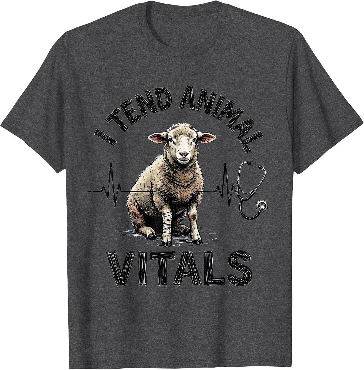 I Tend Animal Vitals Funny Vet Tech Veterinary Medicine Gift T-Shirt - Dark Heather Grey