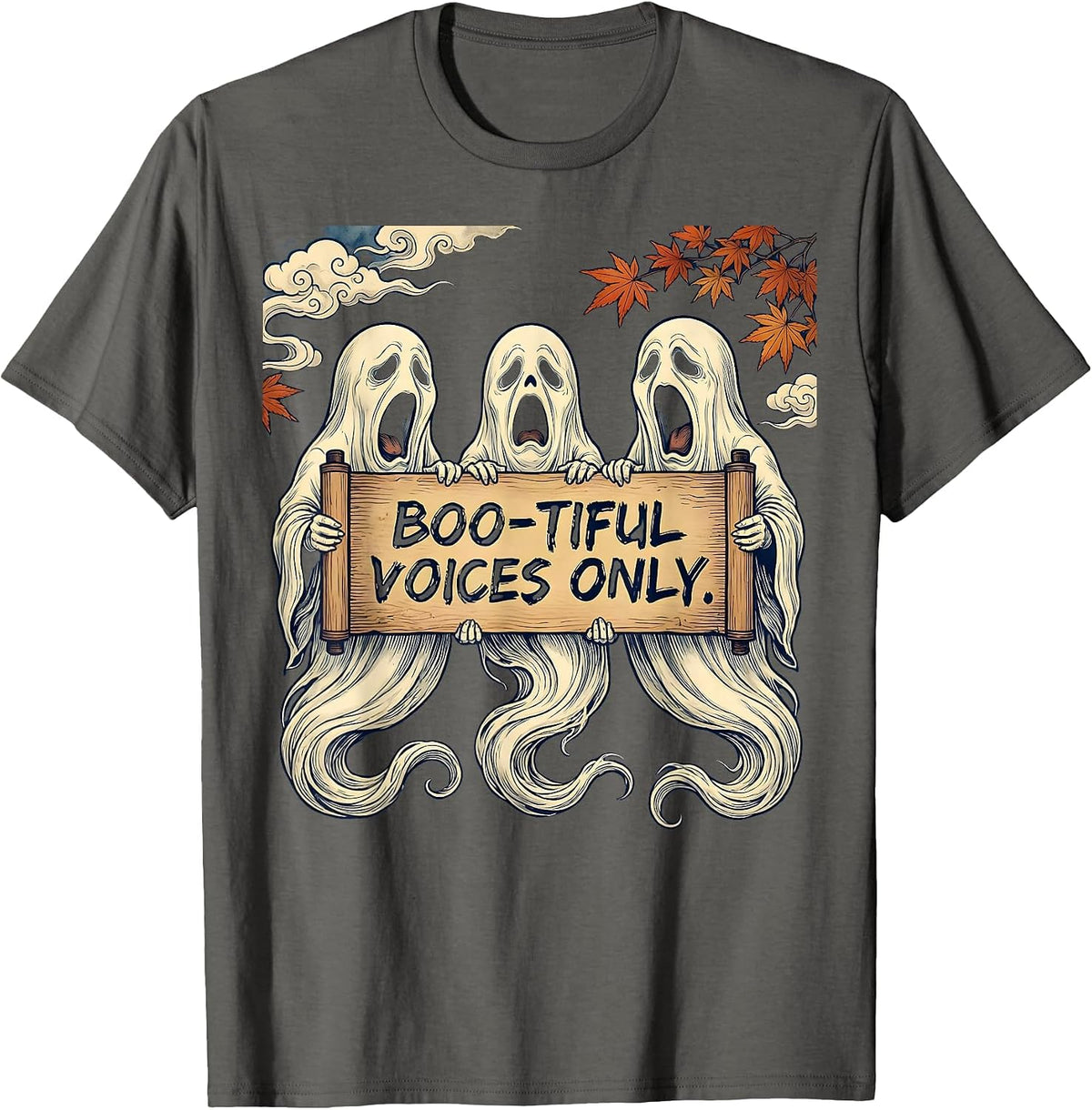 Men's Boo-tiful Voices Only Halloween Ghost Choir T-Shirt - Asphalt Grey