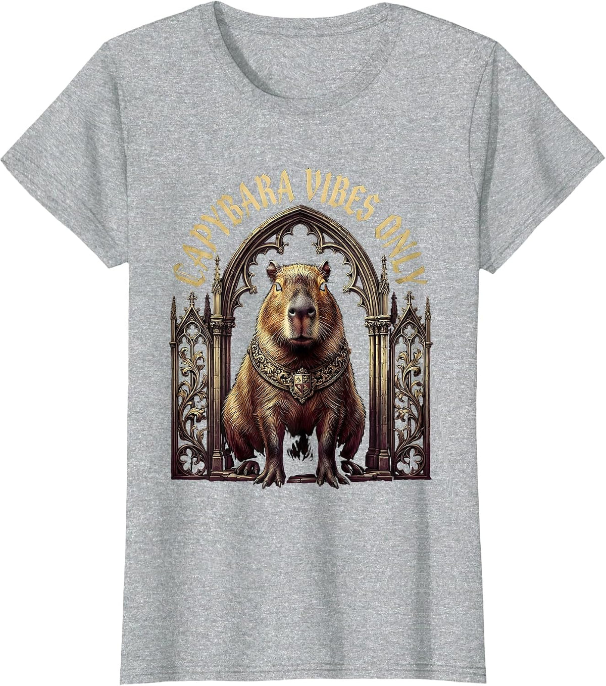 Women's Capybara Vibes Only Chill Animal Design T-Shirt - Heather Grey