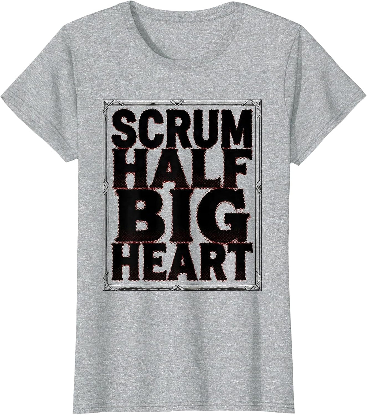 Scrum Half Big Heart Rugby Design T-Shirt - Heather Grey