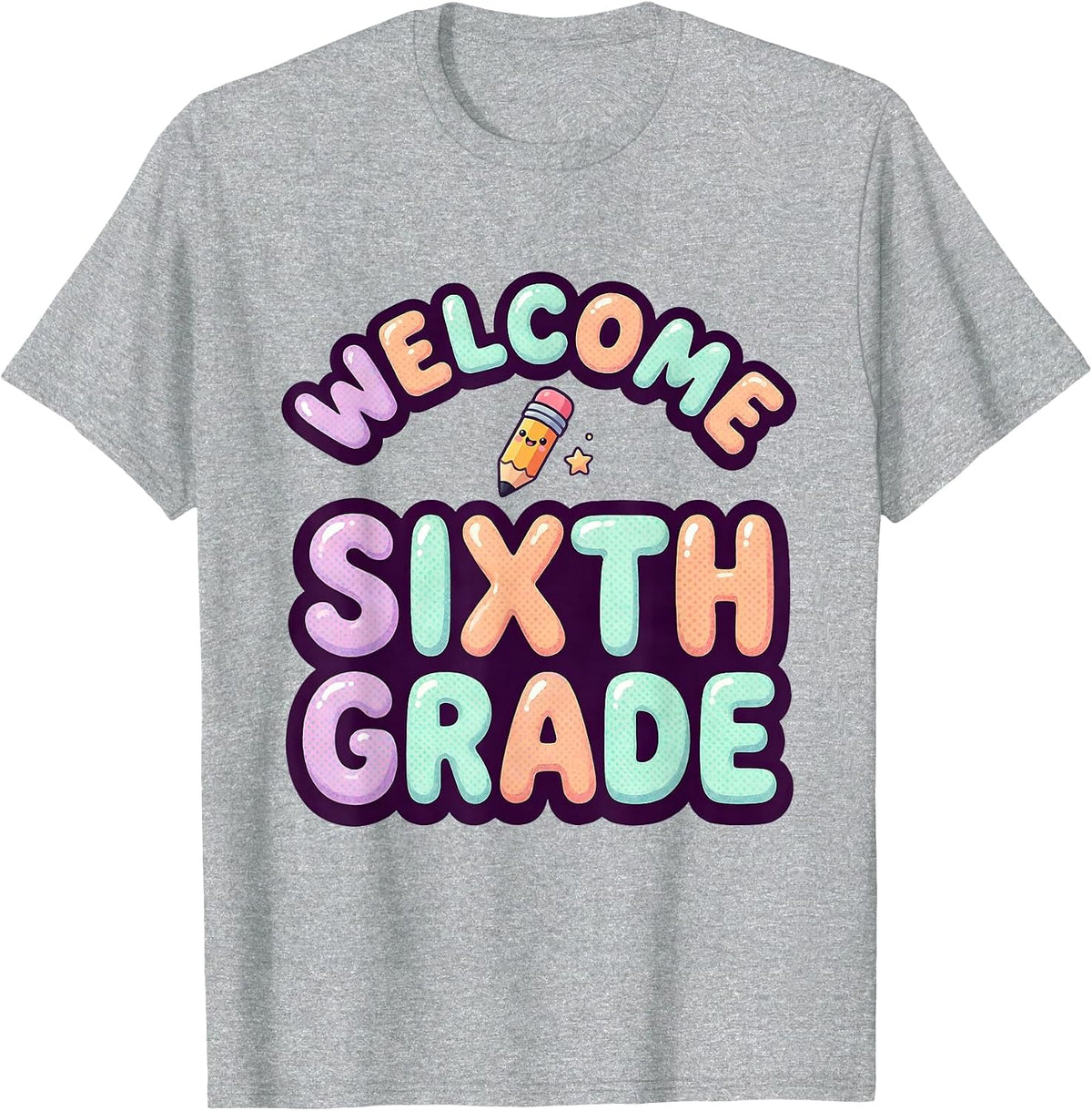 Men's Welcome Sixth Grade Cute Kawaii Back To School Kids First T-Shirt - Heather Grey