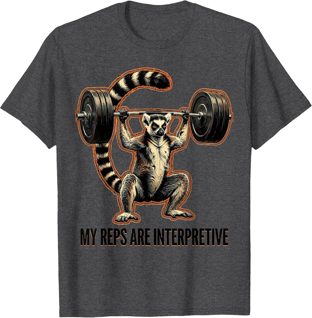 Men's My Reps Are Interpretive Funny Gym Weightlifting Workout T-Shirt - Dark Heather Grey