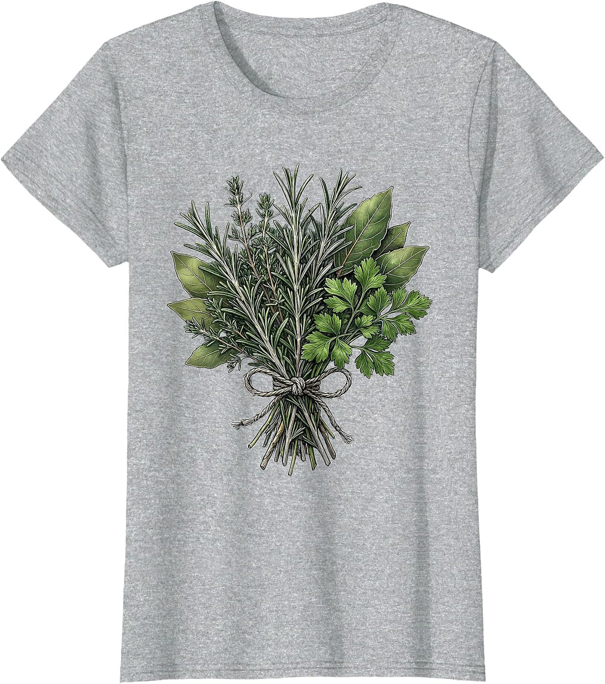 Women's Fresh Herb Bundle Illustration Chef Gift T-Shirt - Heather Grey