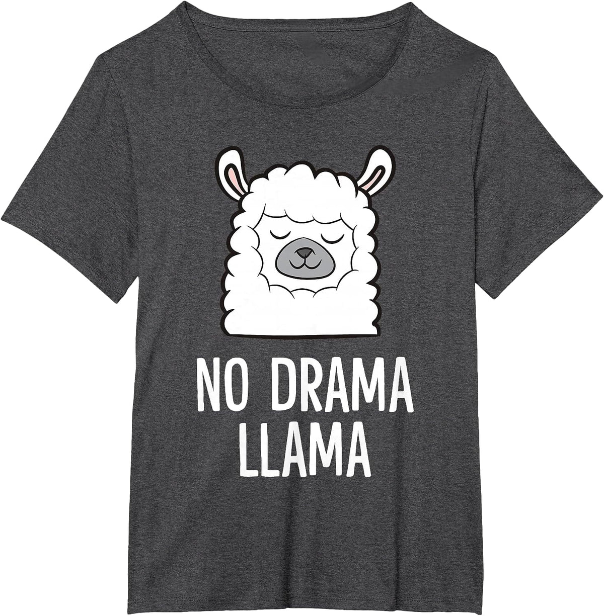 Cute No Drama Llama T-Shirt - Dark Heather Grey