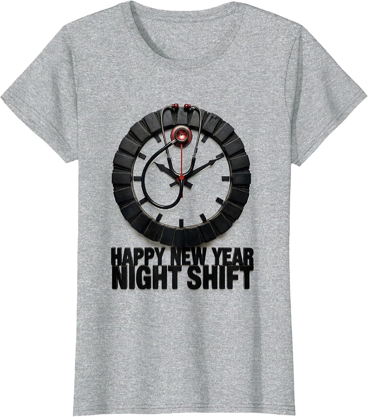 Happy New Year, Night Shift Funny Nurse Crew New Year Eve T-Shirt - Heather Grey
