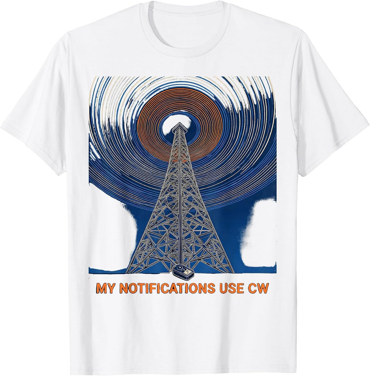 Men's My Notifications Use CW Retro Futurist Ham Radio Operator T-Shirt - White