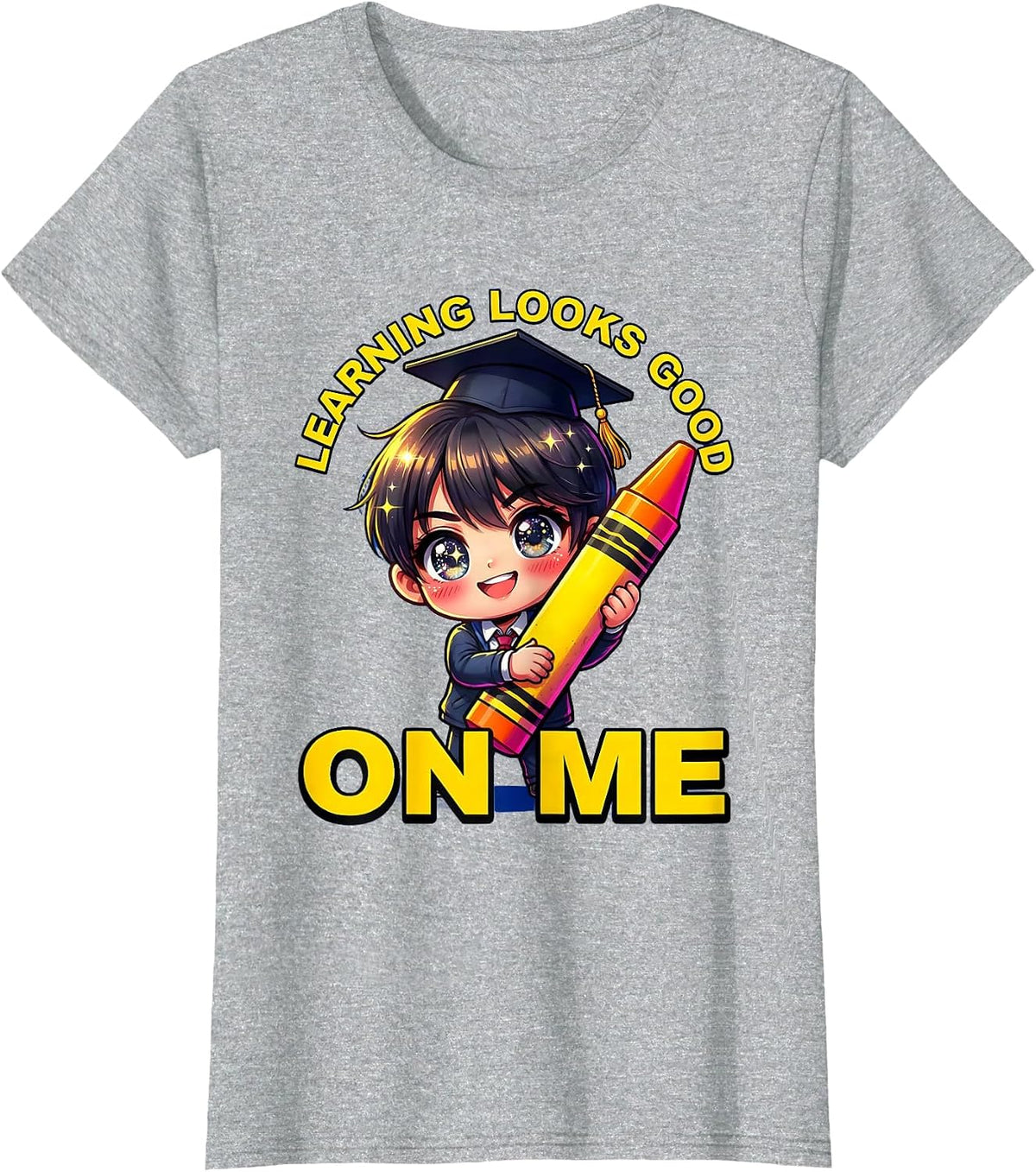 Learning Looks Good On Me Preschool Design T-Shirt - Heather Grey