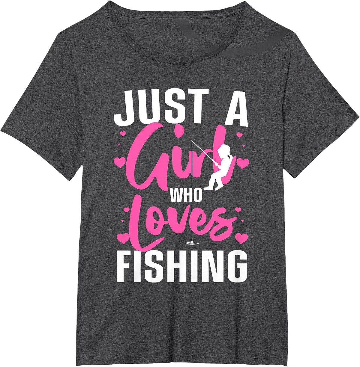 Fun Fishing Design for Girls Women Kids Fishermen Fish Lovers T-Shirt - Dark Heather Grey