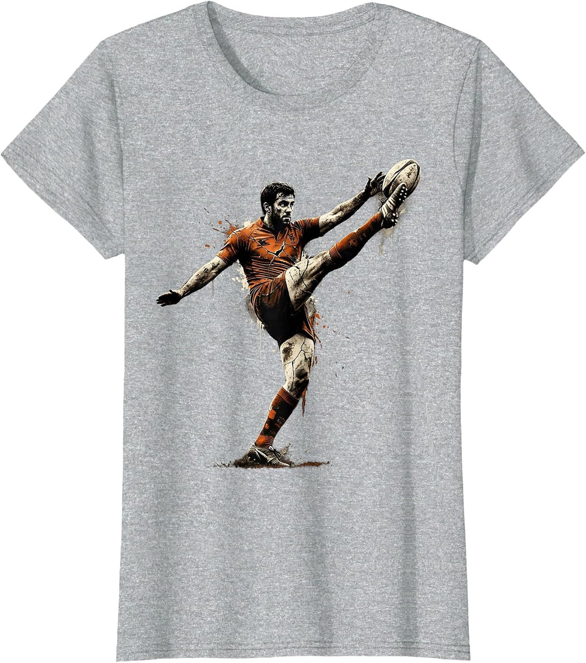 Women's Rugby Conversion Kick Silhouette Graphic T-Shirt - Heather Grey
