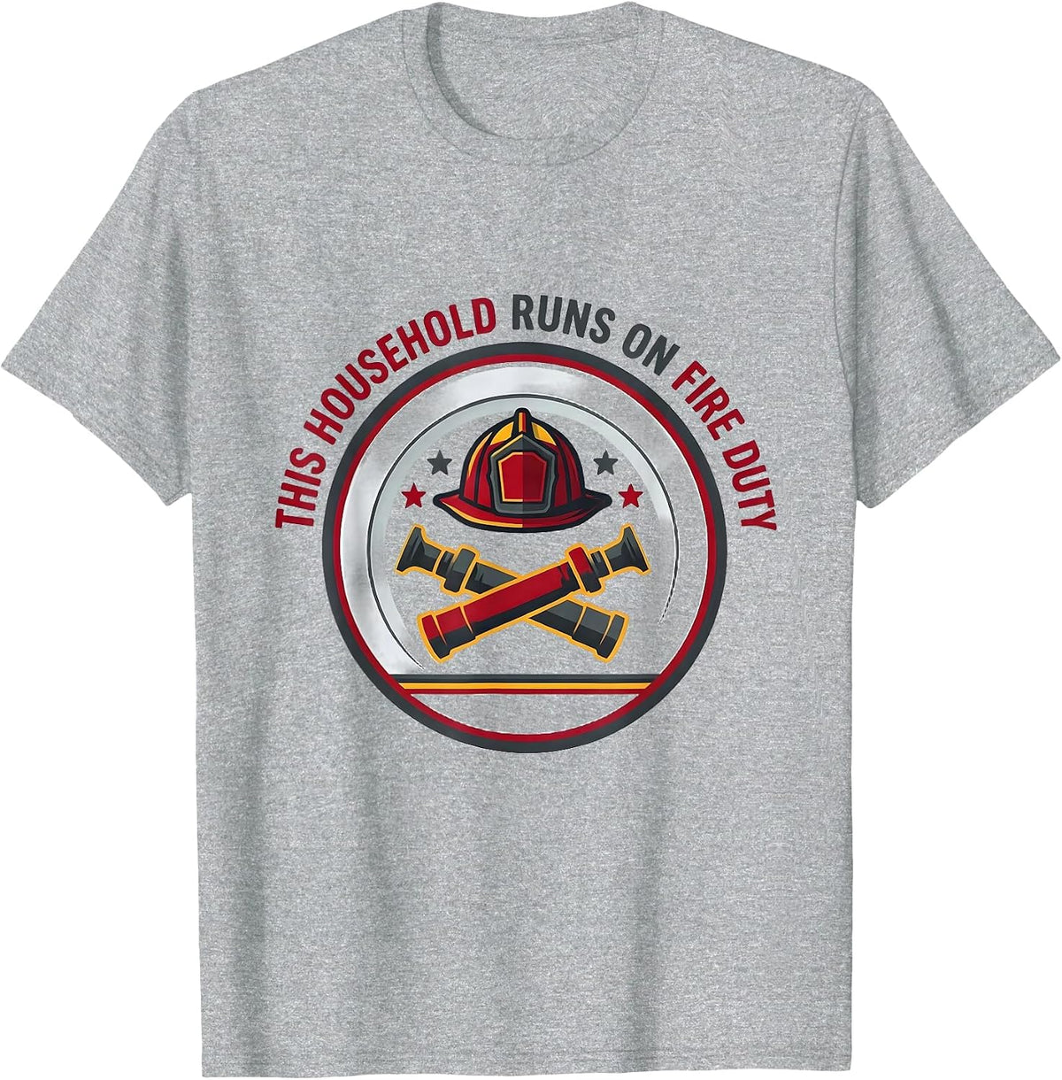 Men's This Household Runs On Fire Duty Funny Firefighter Family T-Shirt - Heather Grey
