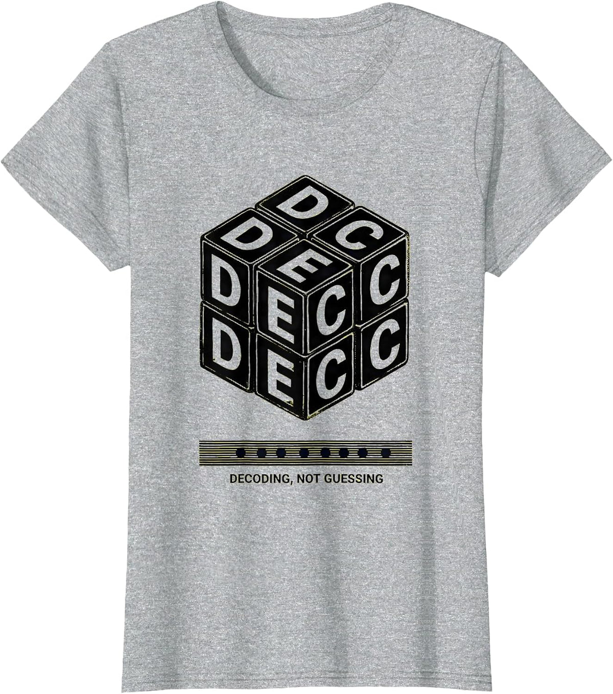Decoding, Not Guessing Funny Reading Teacher Literacy Humor T-Shirt - Heather Grey