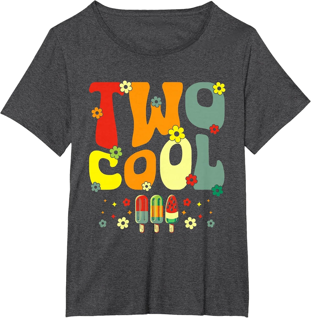 Two Cool 2nd Birthday Popsicle 2 Year Old Boy Second Bday T-Shirt - Dark Heather Grey