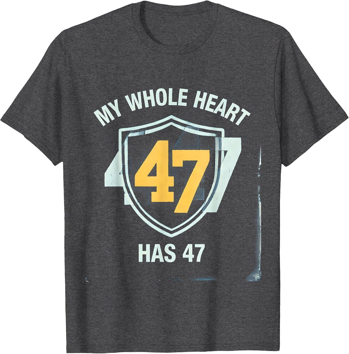 My Whole Heart Has 47 Down Syndrome Awareness Cyanotype T-Shirt - Dark Heather Grey