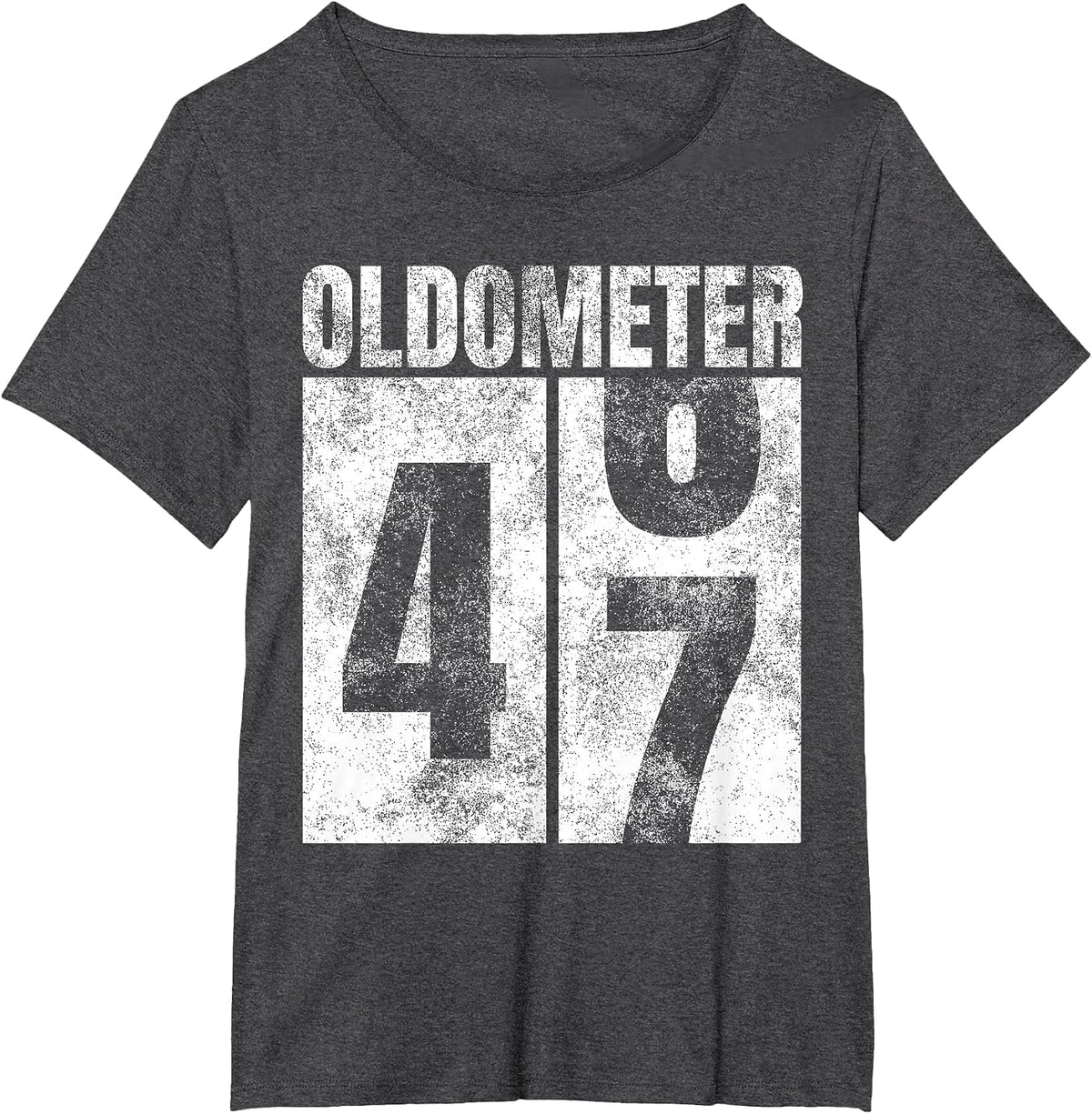 Oldometer 46-47 yrs Old Man Woman Bday Graphic 47th Birthday T-Shirt - Dark Heather Grey