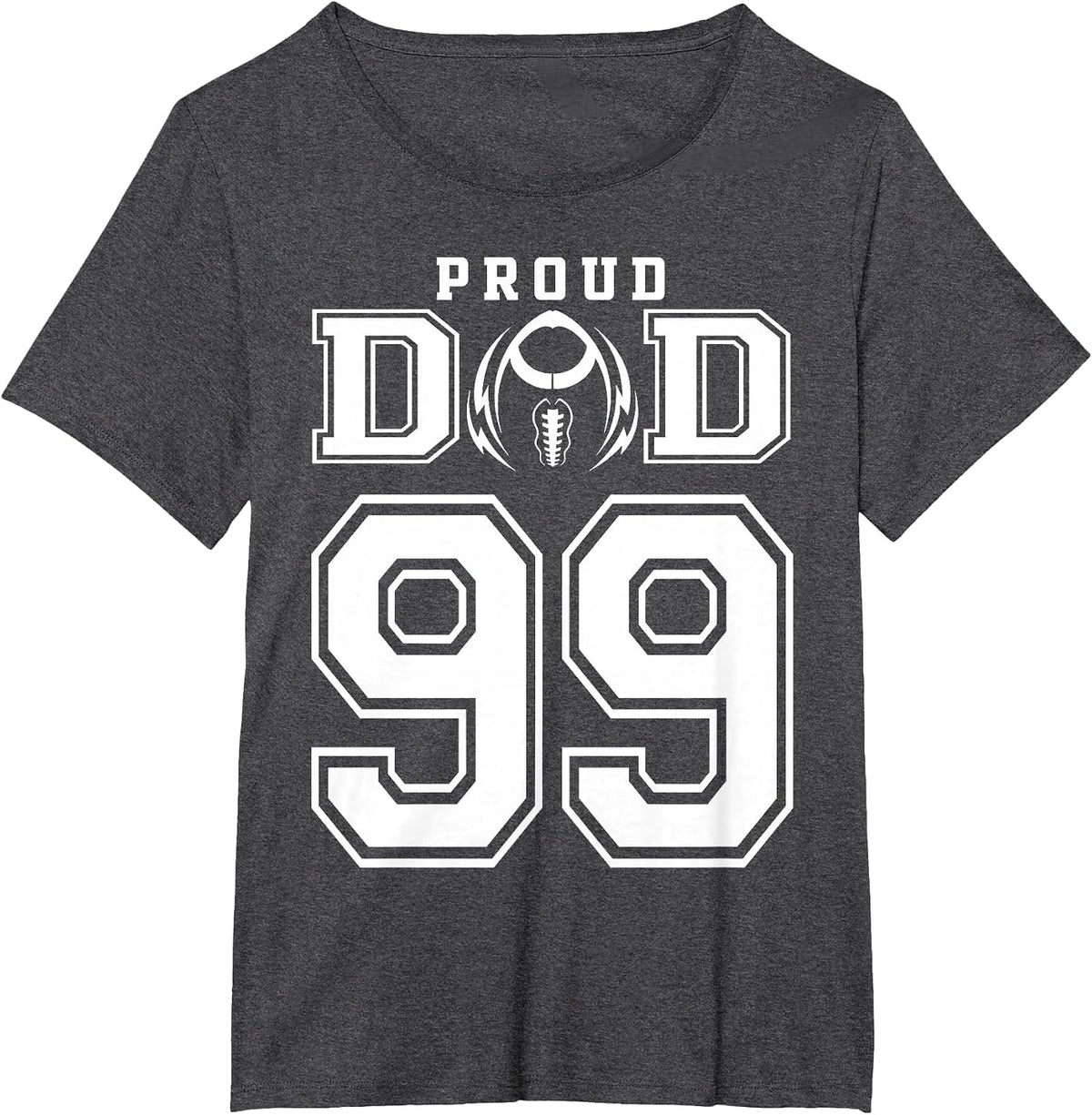 Custom Proud Football Dad Number 99 Personalized for Men T-Shirt - Dark Heather Grey