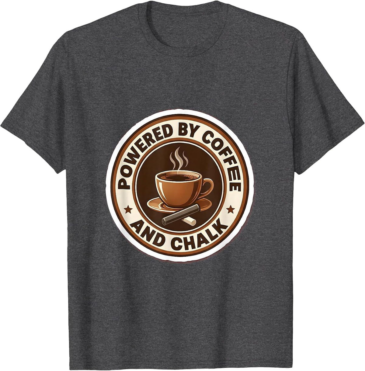 Powered by Coffee and Chalk 5th Grade Teacher T-Shirt - Dark Heather Grey