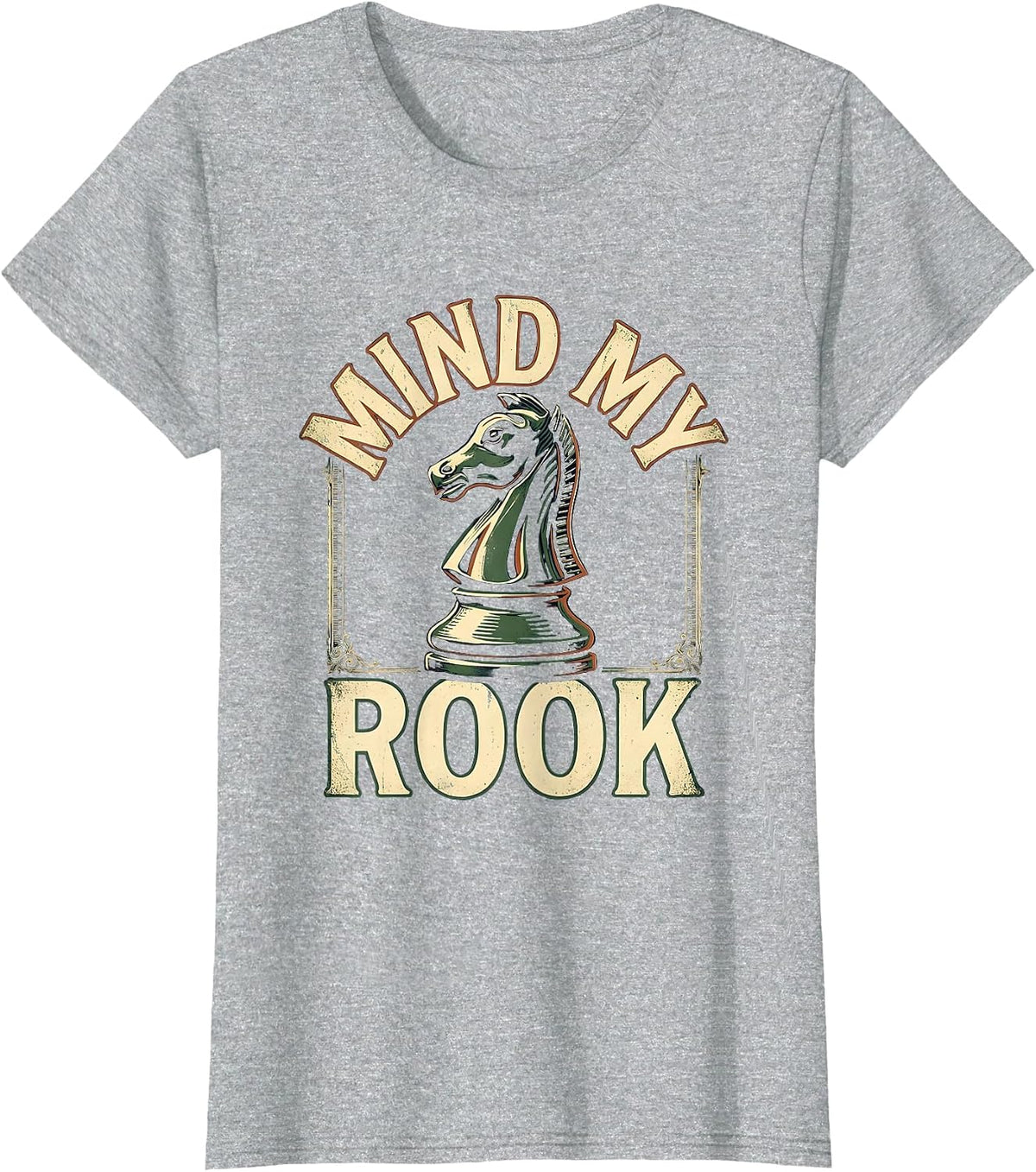 Women's Mind My Rook Vintage Chess Player Humor Gift for Chess T-Shirt - Heather Grey