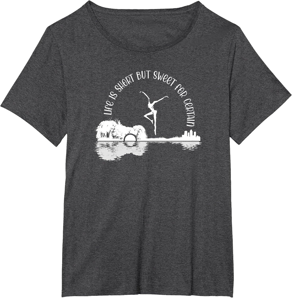 Life is Short Music Lover But Sweet for Certain Retro Guitar T-Shirt - Dark Heather Grey