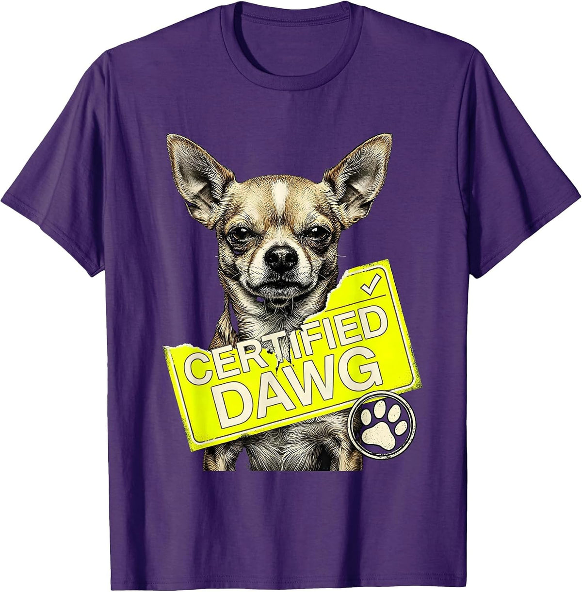 Certified Dawg Funny Chihuahua Meme Ironic Internet Humor T-Shirt - Purple
