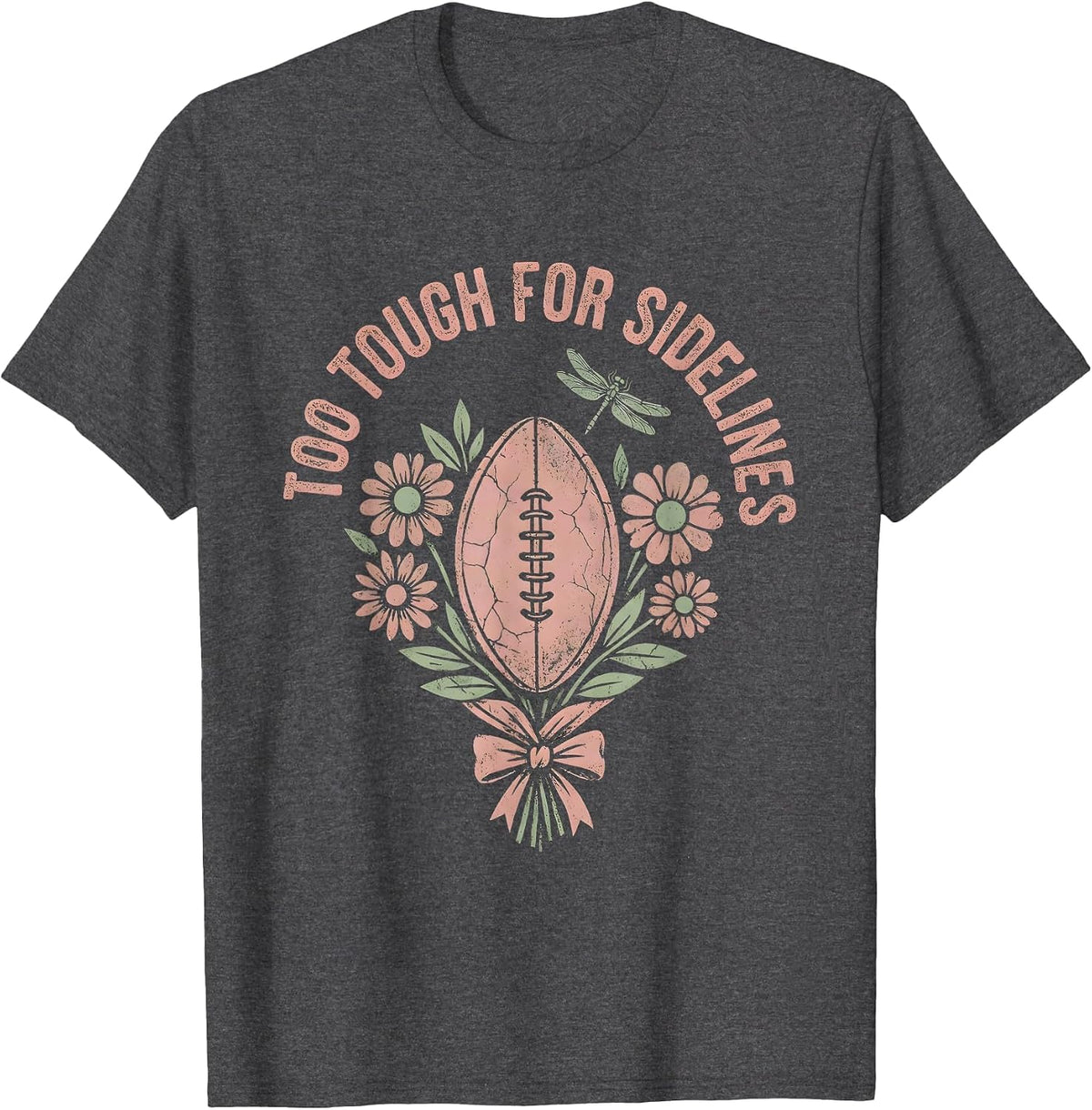 Too Tough For Sidelines Rugby Graphic Design T-Shirt - Dark Heather Grey