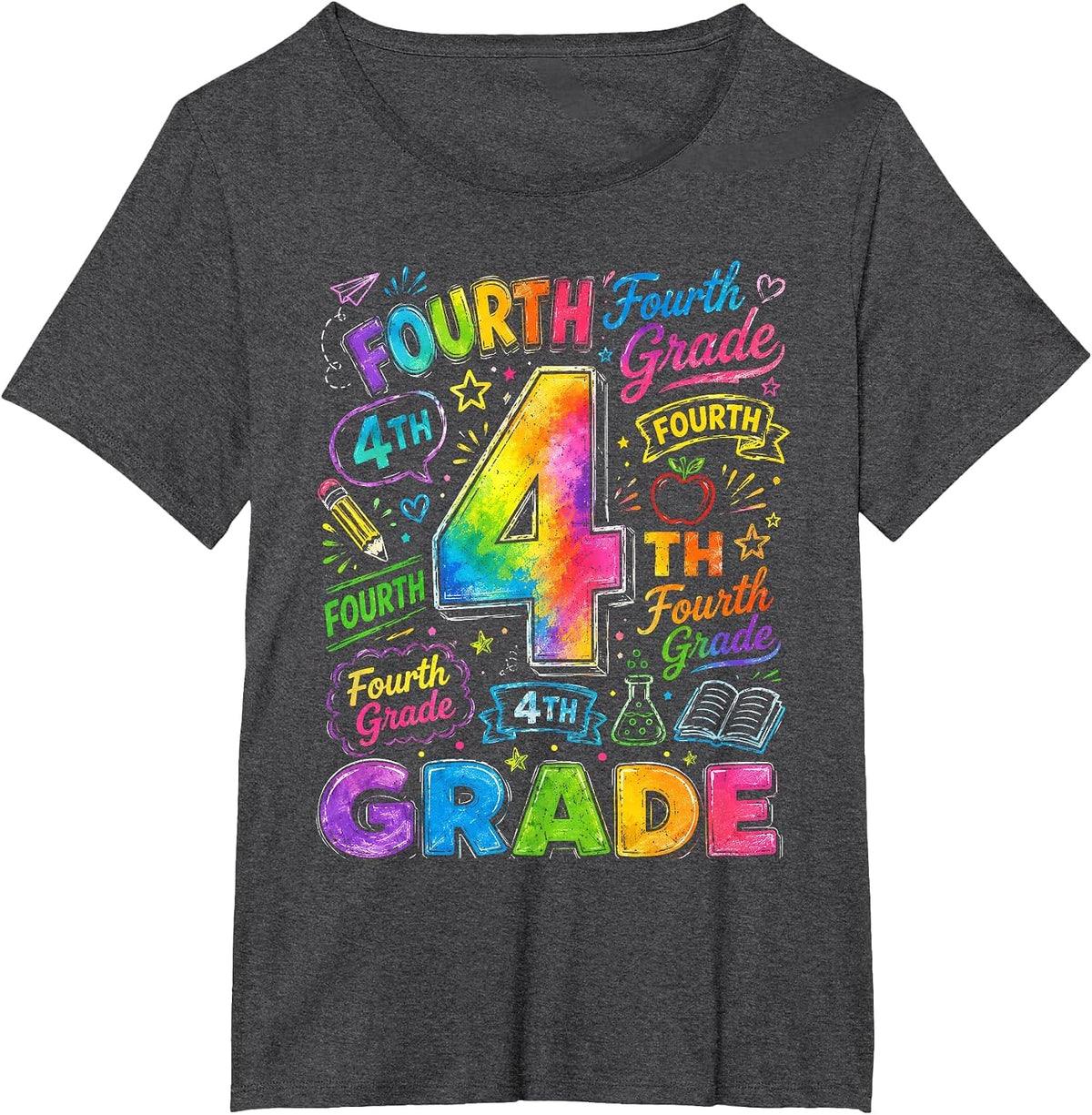 Tie Dye 4th Grade Back to School Fourth Grade Teachers Kids T-Shirt - Dark Heather Grey