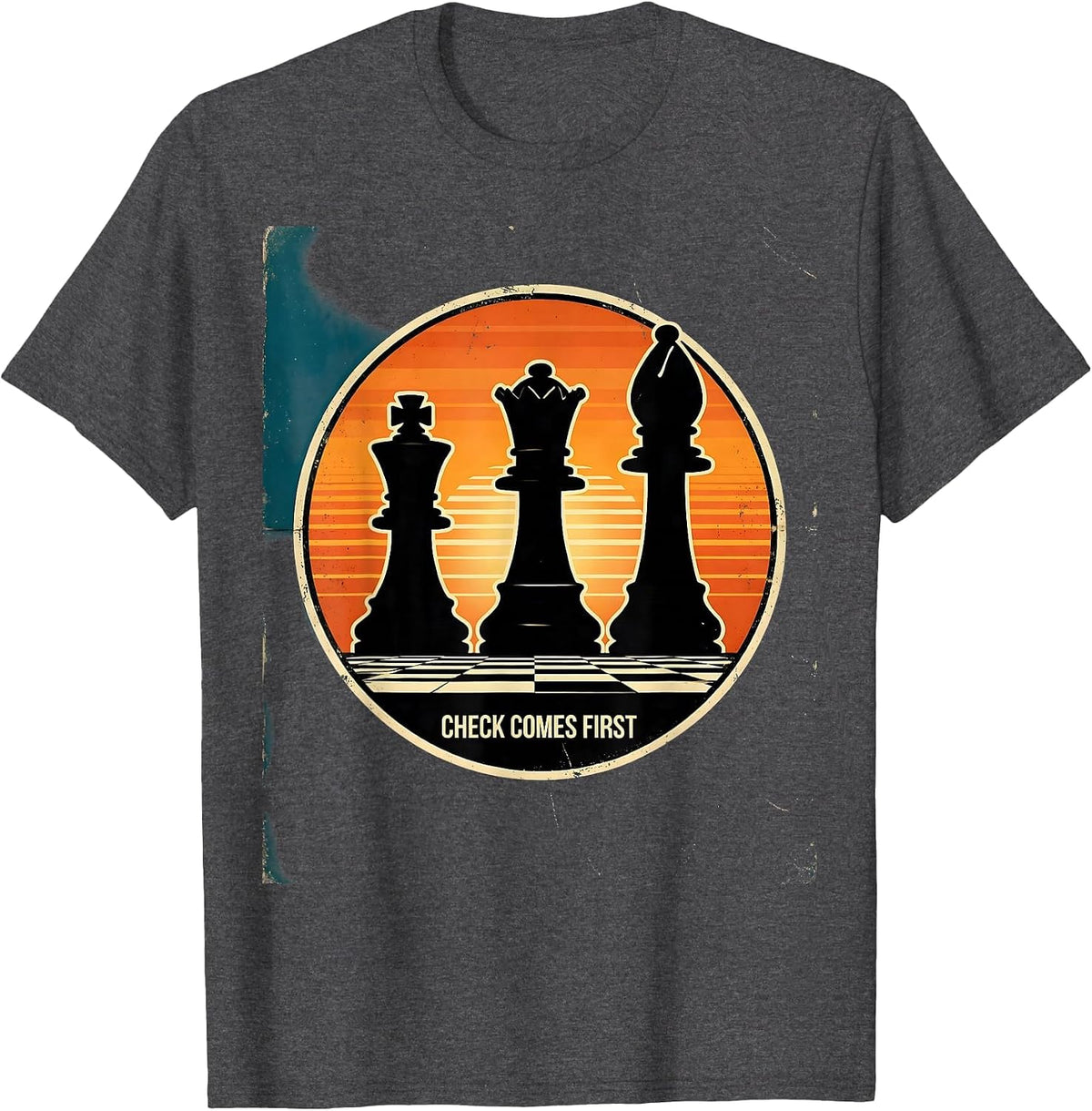 Check Comes First Funny Chess Player Gift Chess Lover Humor T-Shirt - Dark Heather Grey