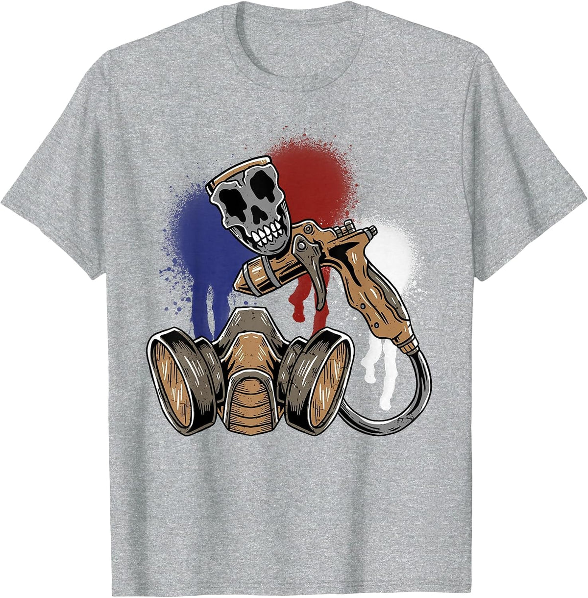 Auto Body Mask Vehicle Sprayer Skull Automotive Car Painter T-Shirt - Heather Grey