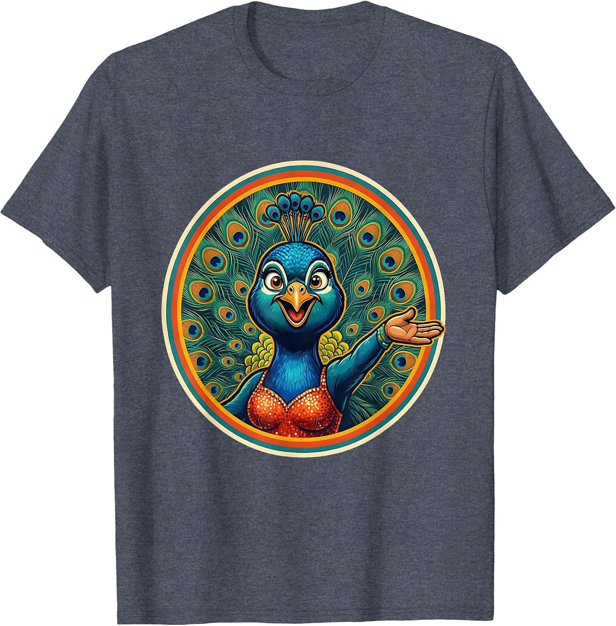 Showgirl Feathered Headdress Center Stage T-Shirt - Heather Blue