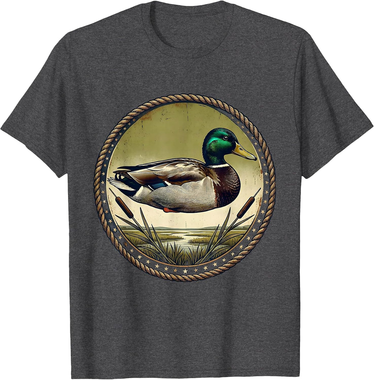 Mallard Duck Vintage Hunting Waterfowl Hunter Gift T-Shirt - Dark Heather Grey