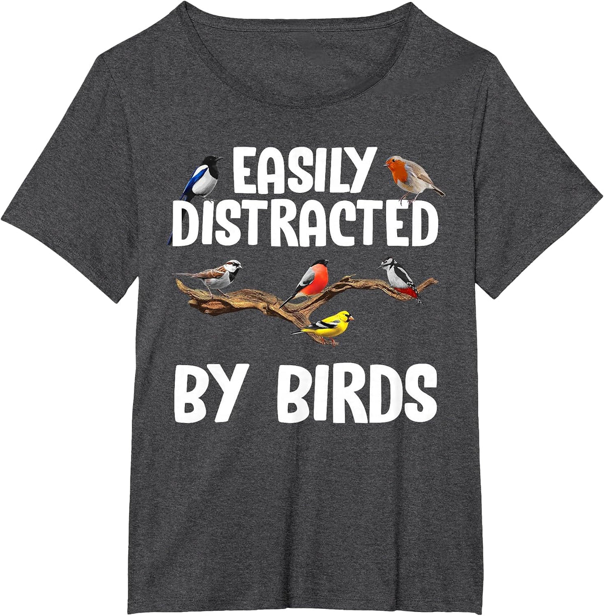 Funny Bird Watching Art for Men Women Kid Birder Birdwatcher T-Shirt - Dark Heather Grey