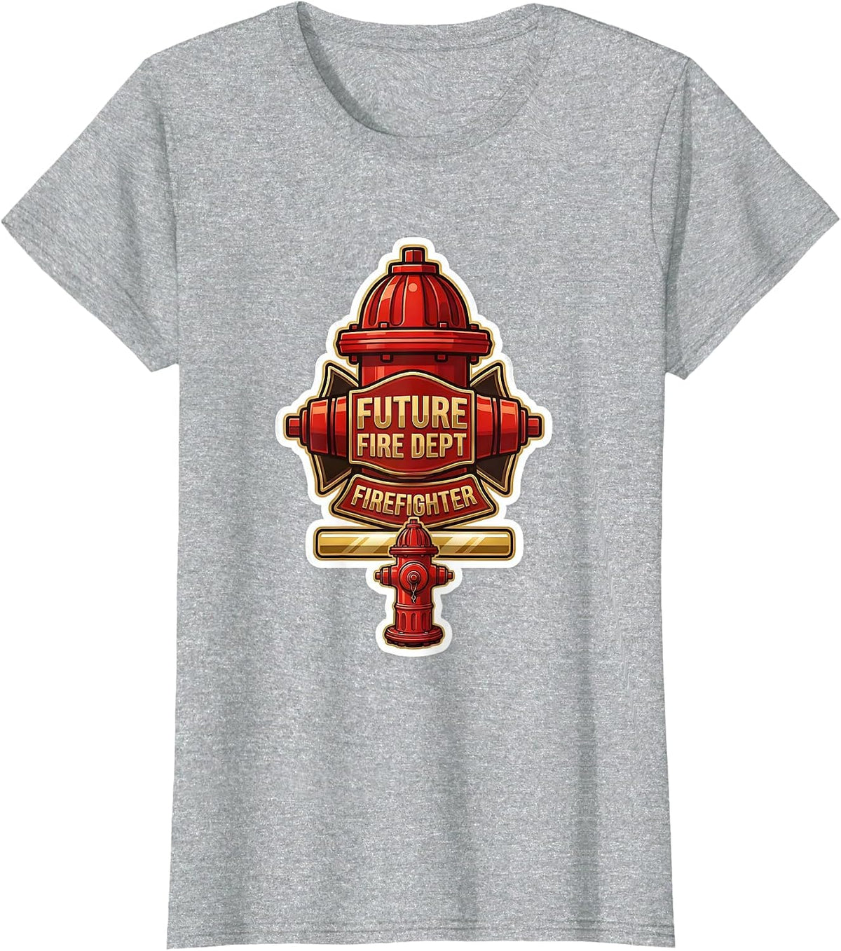 Future Fire Dept Firefighter Sticker Firefighter Badge T-Shirt - Heather Grey