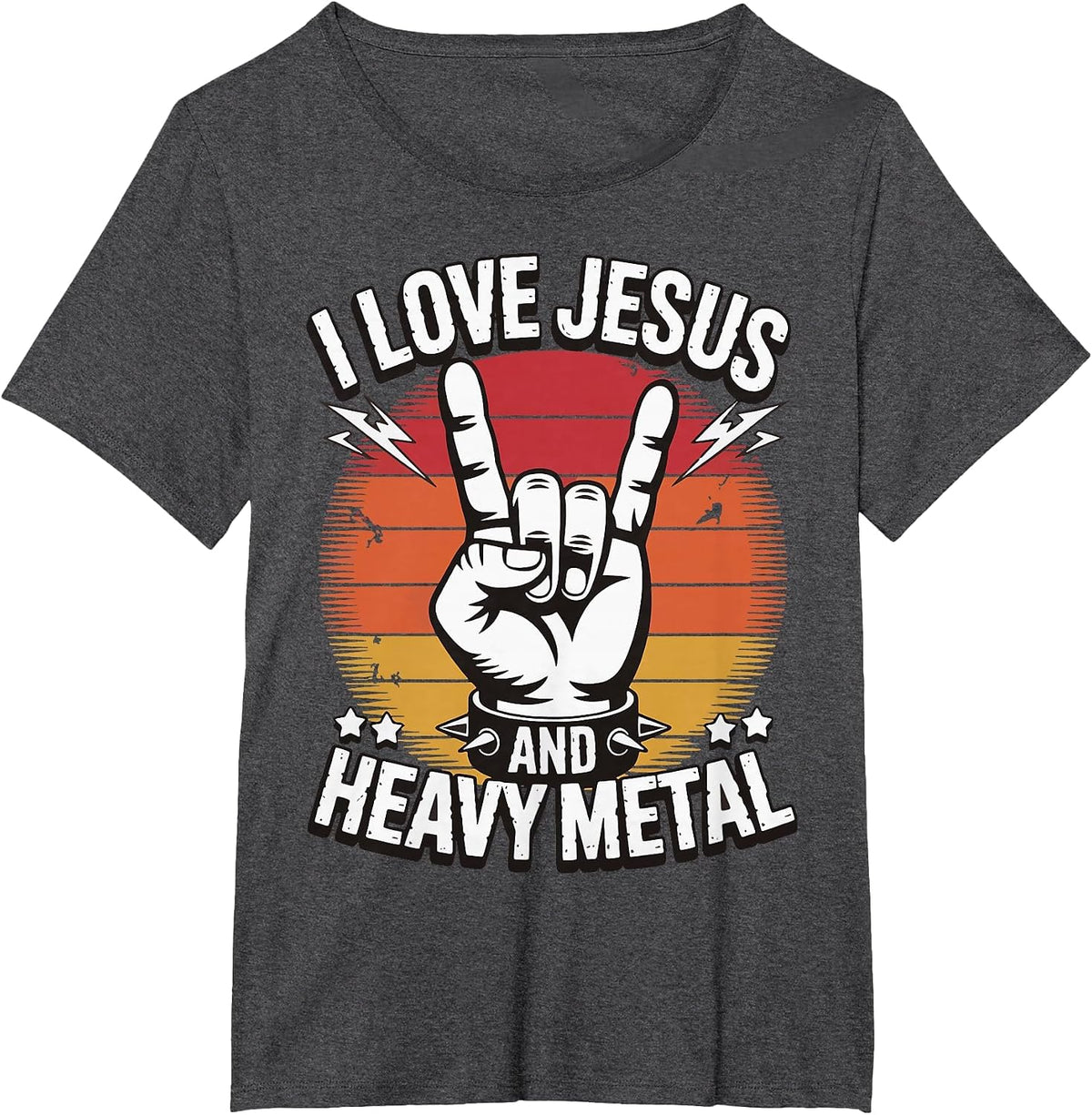 I Love Jesus and Heavy Metal T-Shirt - Dark Heather Grey